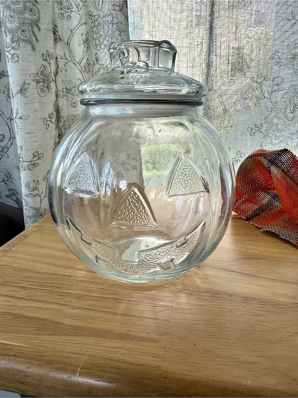Embossed Glass Storage Jar